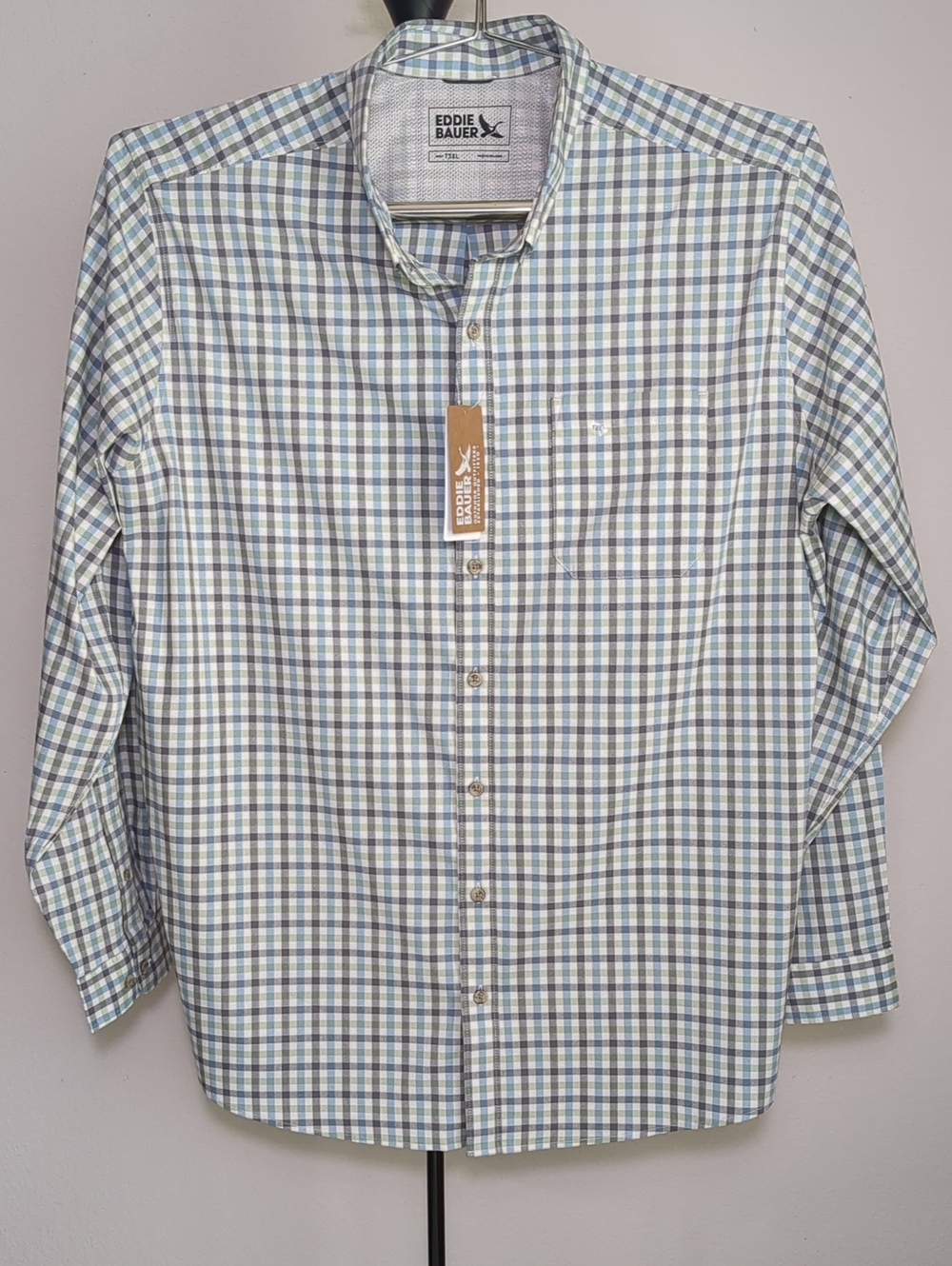 Eddie Bauer Voyager Flex UPF 50+ Long Sleeve Plaid Shirt Big & Tall Sz 3XLT